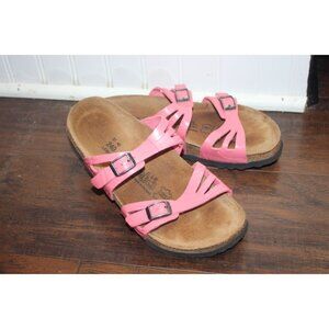 Birkis Pink Strappy Sandals 37/240 EU Size Adjustable Buckles Cork & Rubber Sole